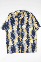 Blue & Yellow Floral Stripes Hawaiian Shirt