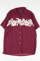 Burgundy Floral Stripe Hawaiian Shirt