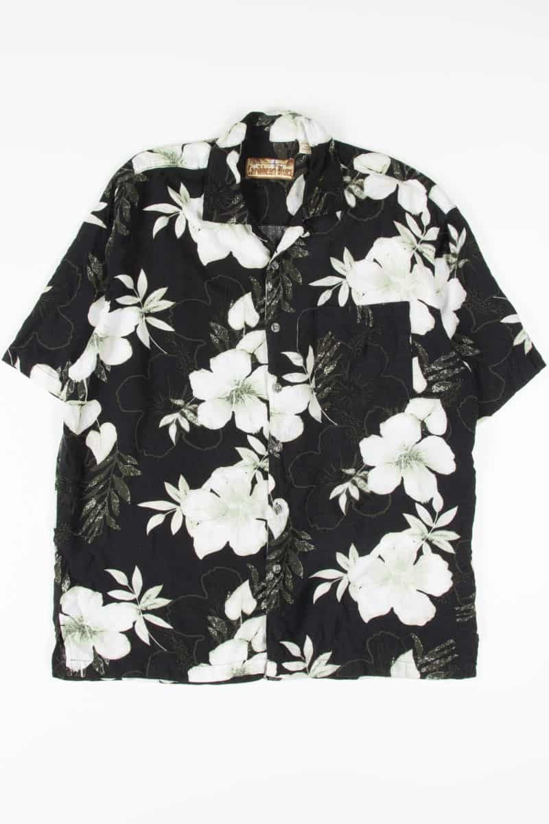 Black & White Hibiscus Hawaiian Shirt