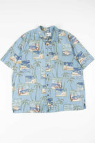 Blue Palm Tree Pictures Hawaiian Shirt