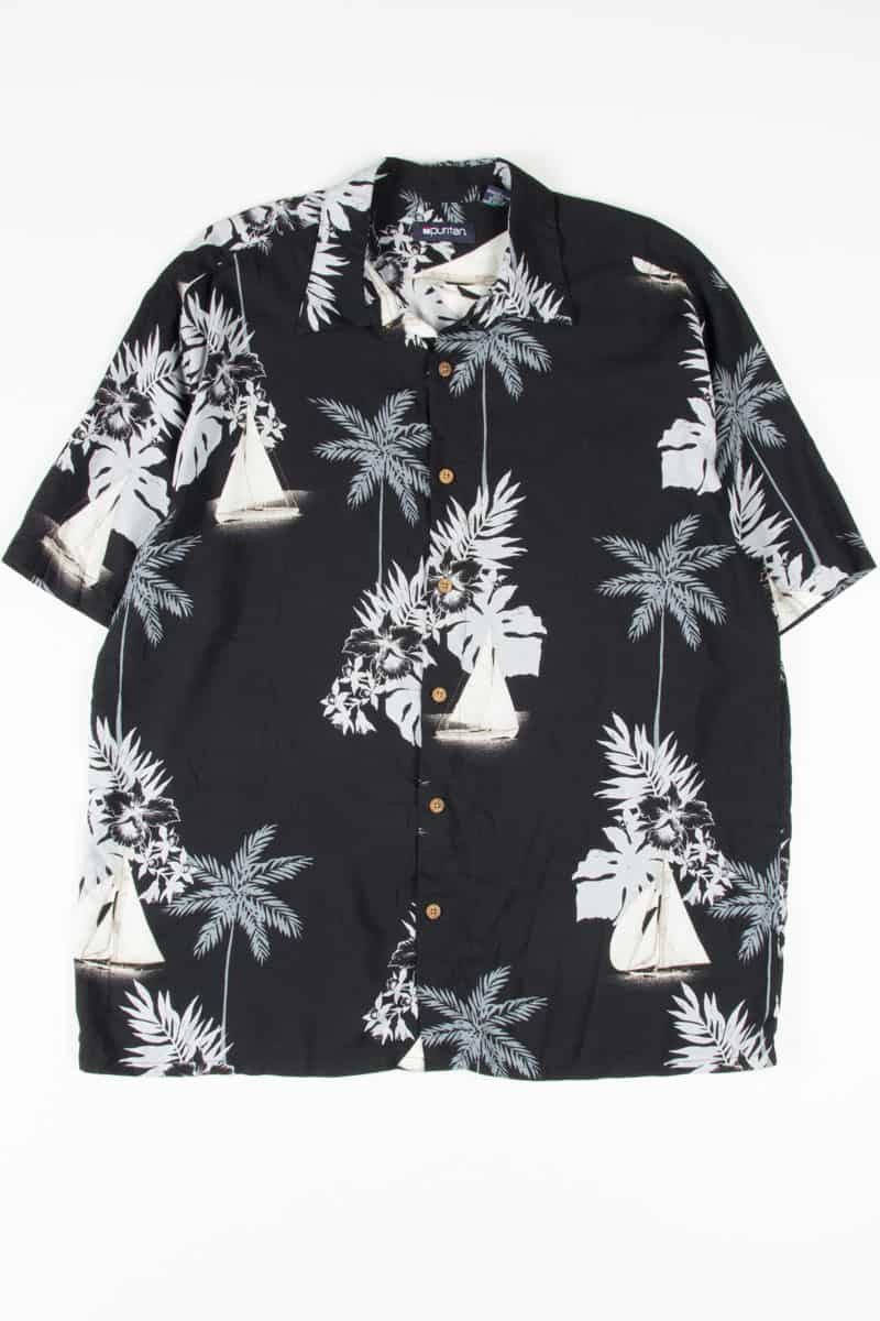 Black Sailboat Hawaiian Shirt