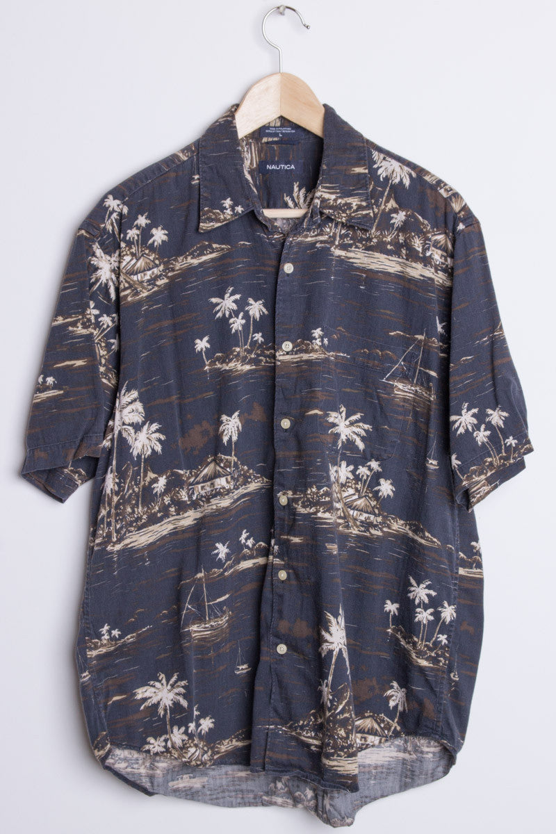 Black Nautica Vintage Hawaiian