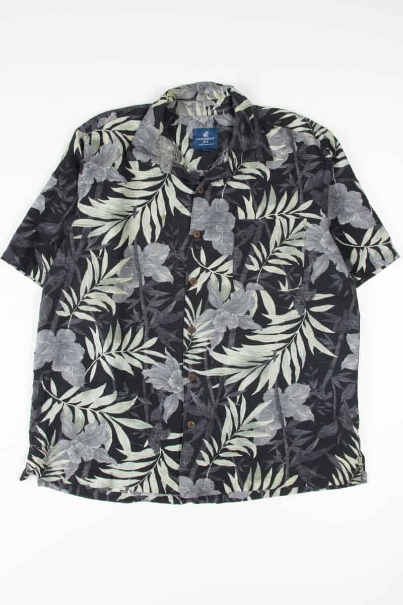 Black & Grey Orchid Silk Hawaiian Shirt