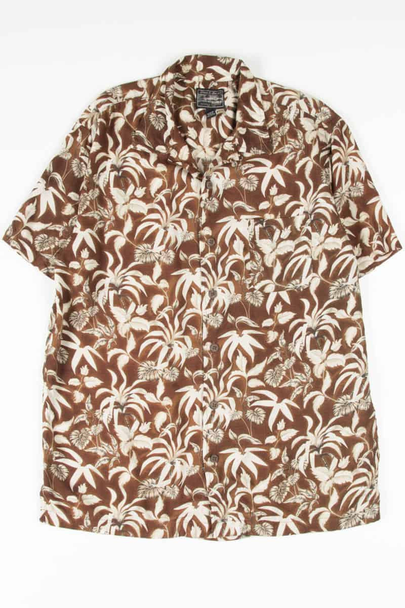 Brown Topical Leaves Hawaiian Shirt