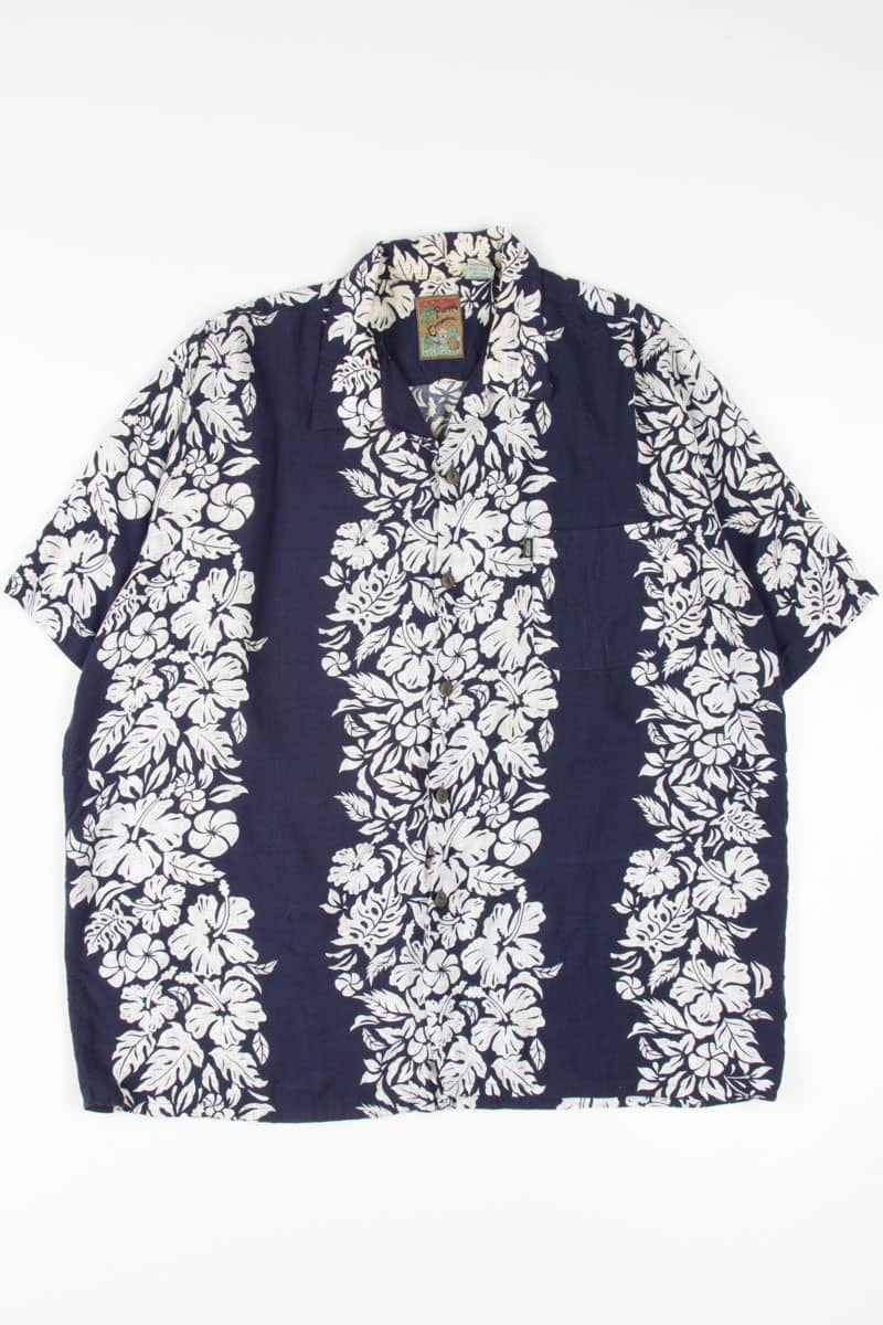 Navy Hibiscus Print Hawaiian Shirt 1795