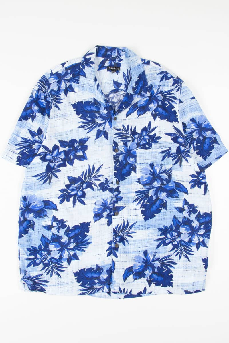 Blue Floral Print Hawaiian Shirt 1800