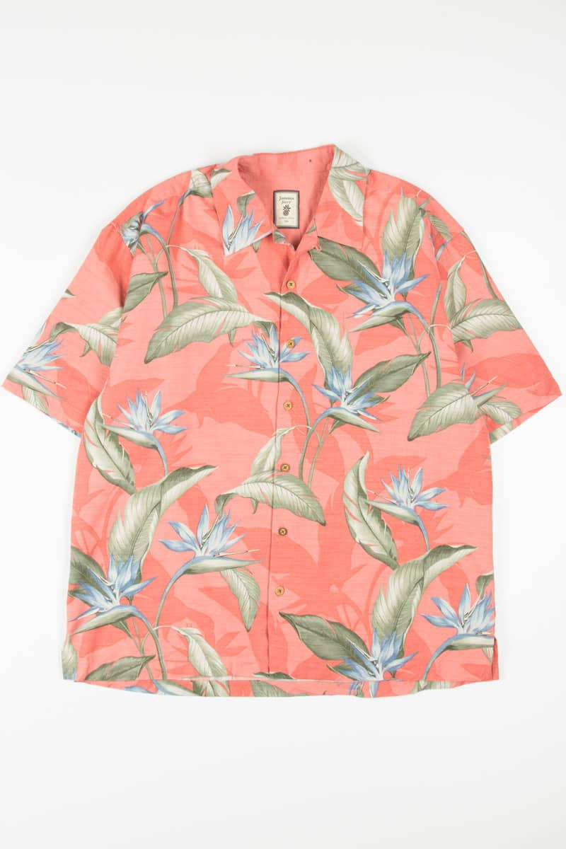 Pink Birds of Paradise Silk Hawaiian Shirt 1811