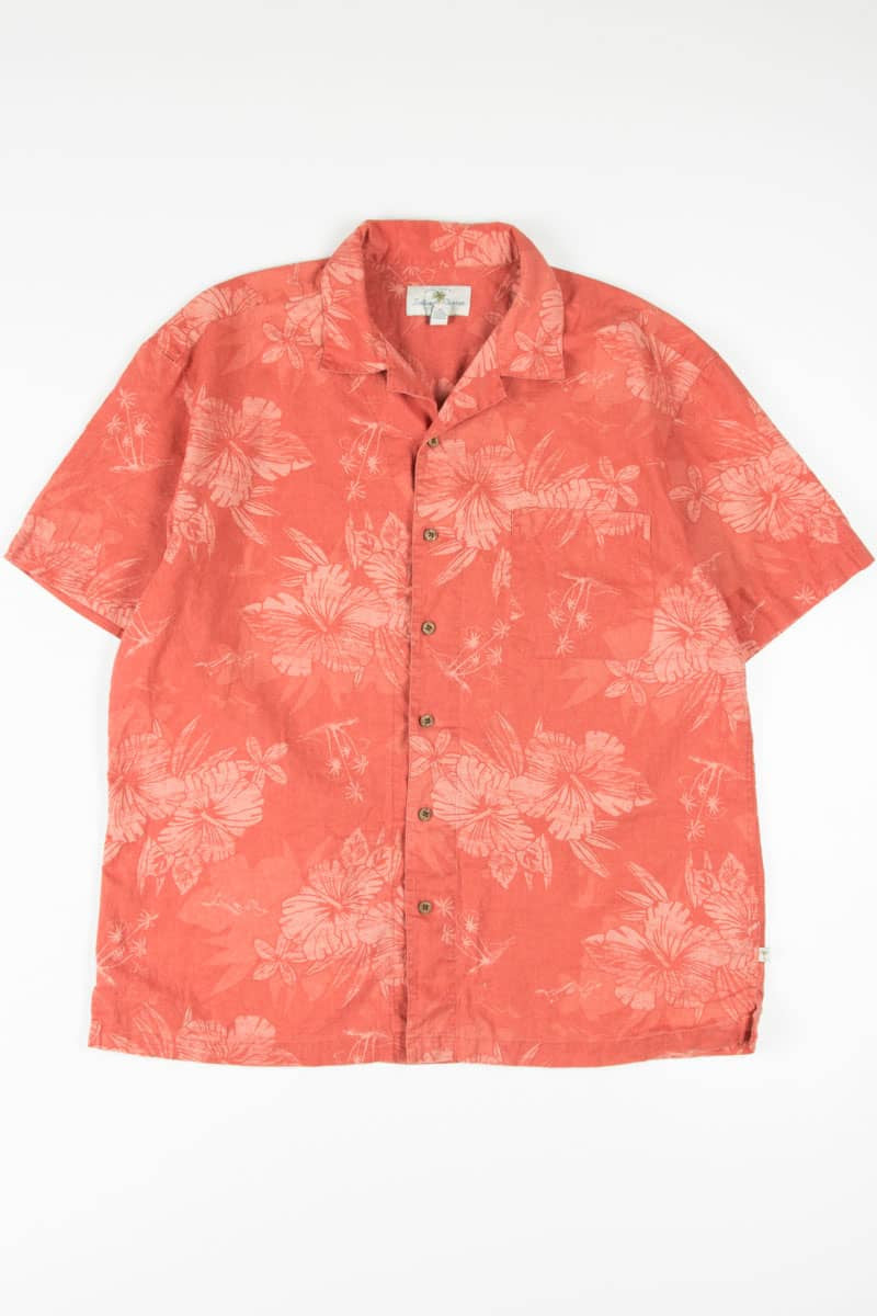 Red Hibiscus Linen Blend Hawaiian Shirt 1841