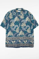 Teal Leaf Print Hawaiian Shirt 1868
