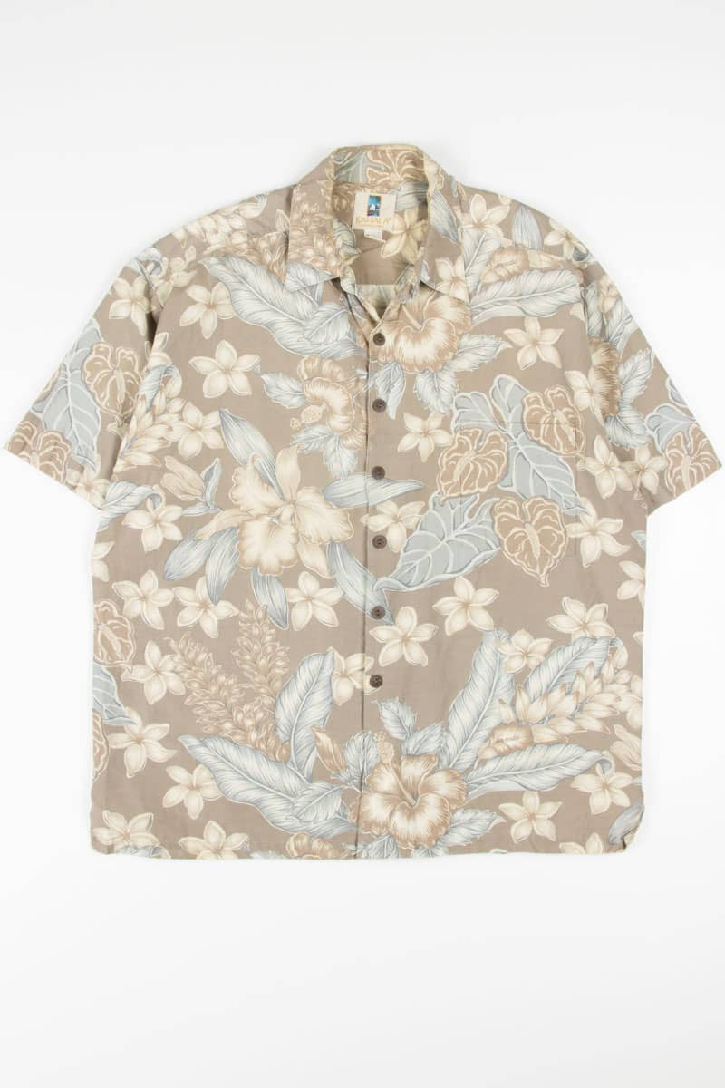 Beige Tropical Flora Hawaiian Shirt 1869