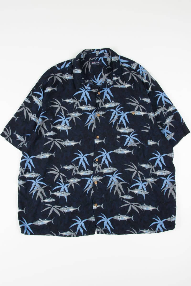 Navy Fish Hawaiian Shirt 1871