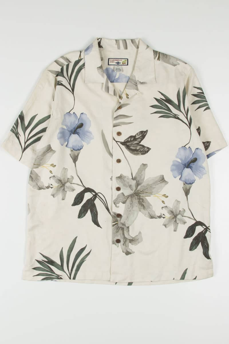 Large Lilly & Hibsicus Print Silk Hawaiian Shirt 1881