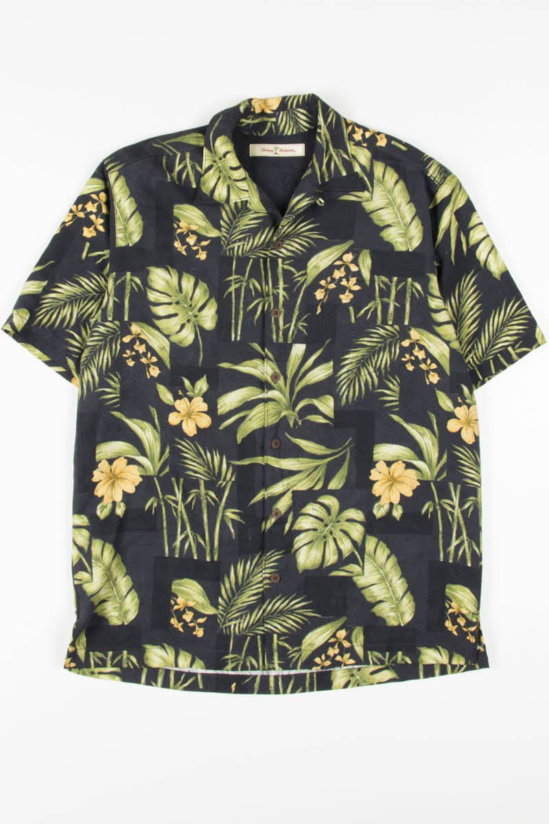 Tommy Bahama Checkered Flora Silk Hawaiian Shirt 1892