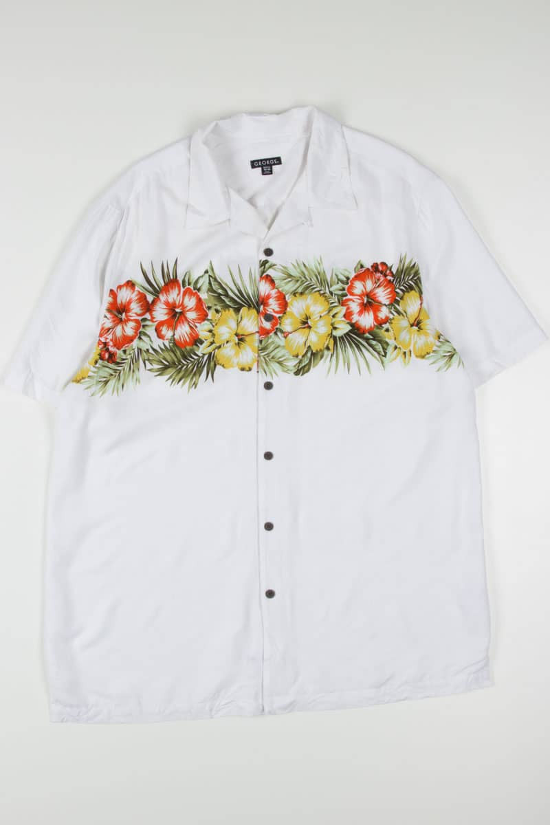 White Hibiscus Border Hawaiian Shirt 1926