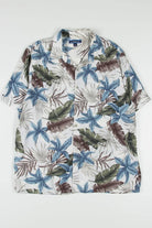 White Leaf Print Hawaiian Shirt 1948