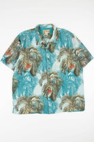 Teal Silk Palms Hawaiian Shirt 1951