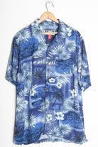 Navy Palm Leaf Vintage Hawaiian