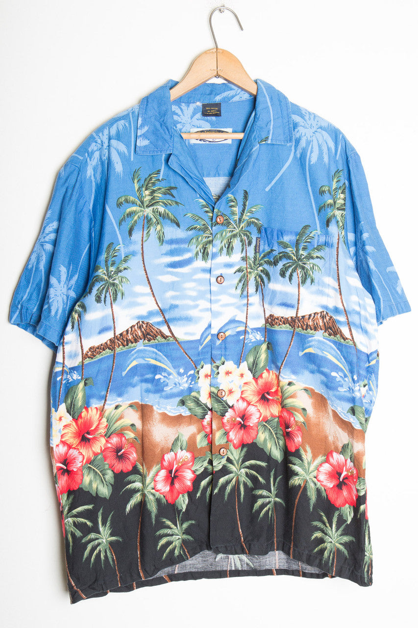 Beach Scene Vintage Hawaiian