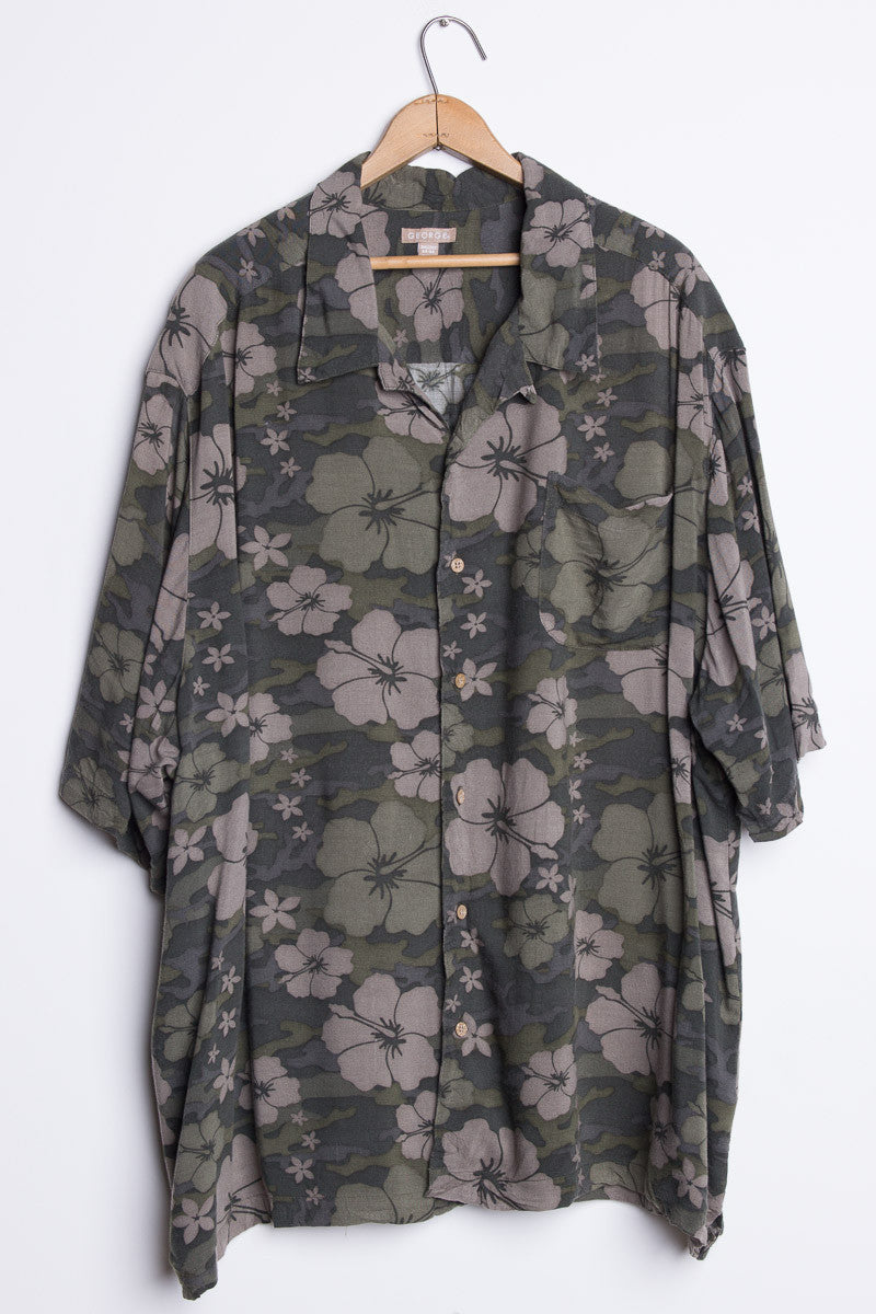 Green Floral Camo Vintage Hawaiian