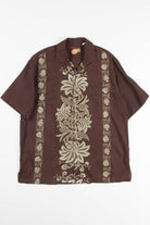 Brown Bowling Striped Vintage Hawaiian