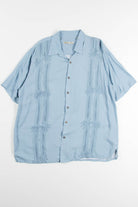 Blue Palm Tree Bowling Striped Vintage Hawaiian