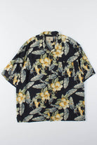 Navy & Yellow Flowers Vintage Hawaiian