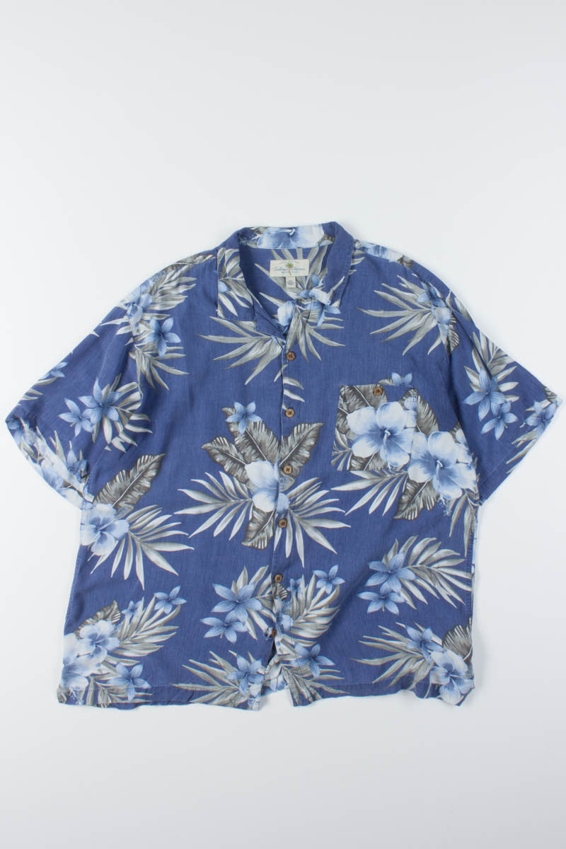 Blue & Grey Flowers Vintage Hawaiian
