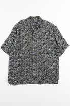 Black Abstract Vintage Button Up Shirt