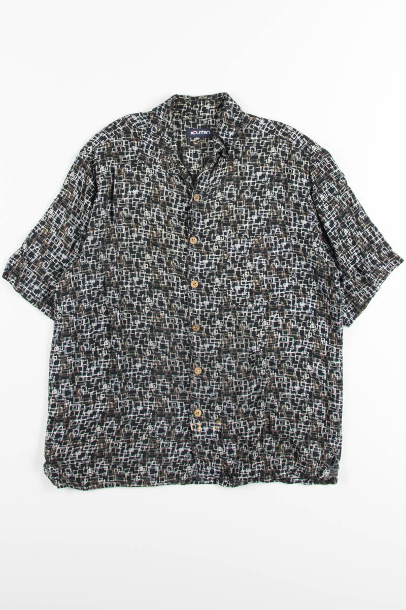 Black Abstract Vintage Button Up Shirt