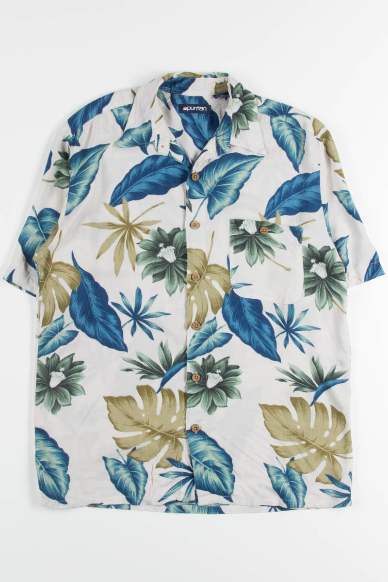Blue & Green Leaf Vintage Hawaiian