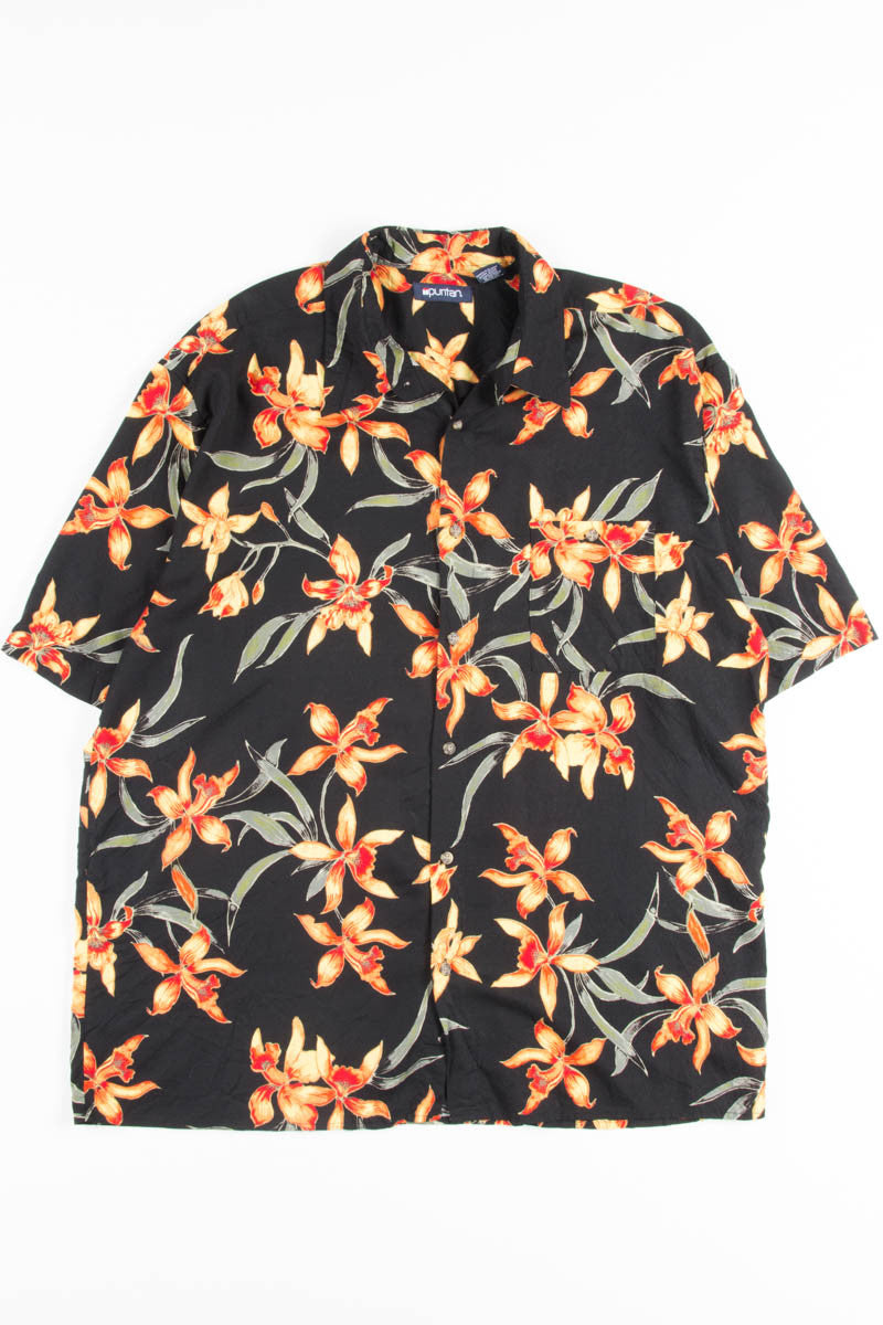 Black & Orange Floral Vintage Hawaiian