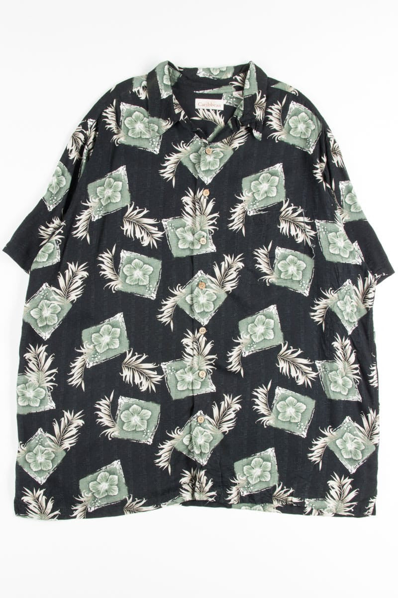 Black & Green Hibiscus Vintage Hawaiian