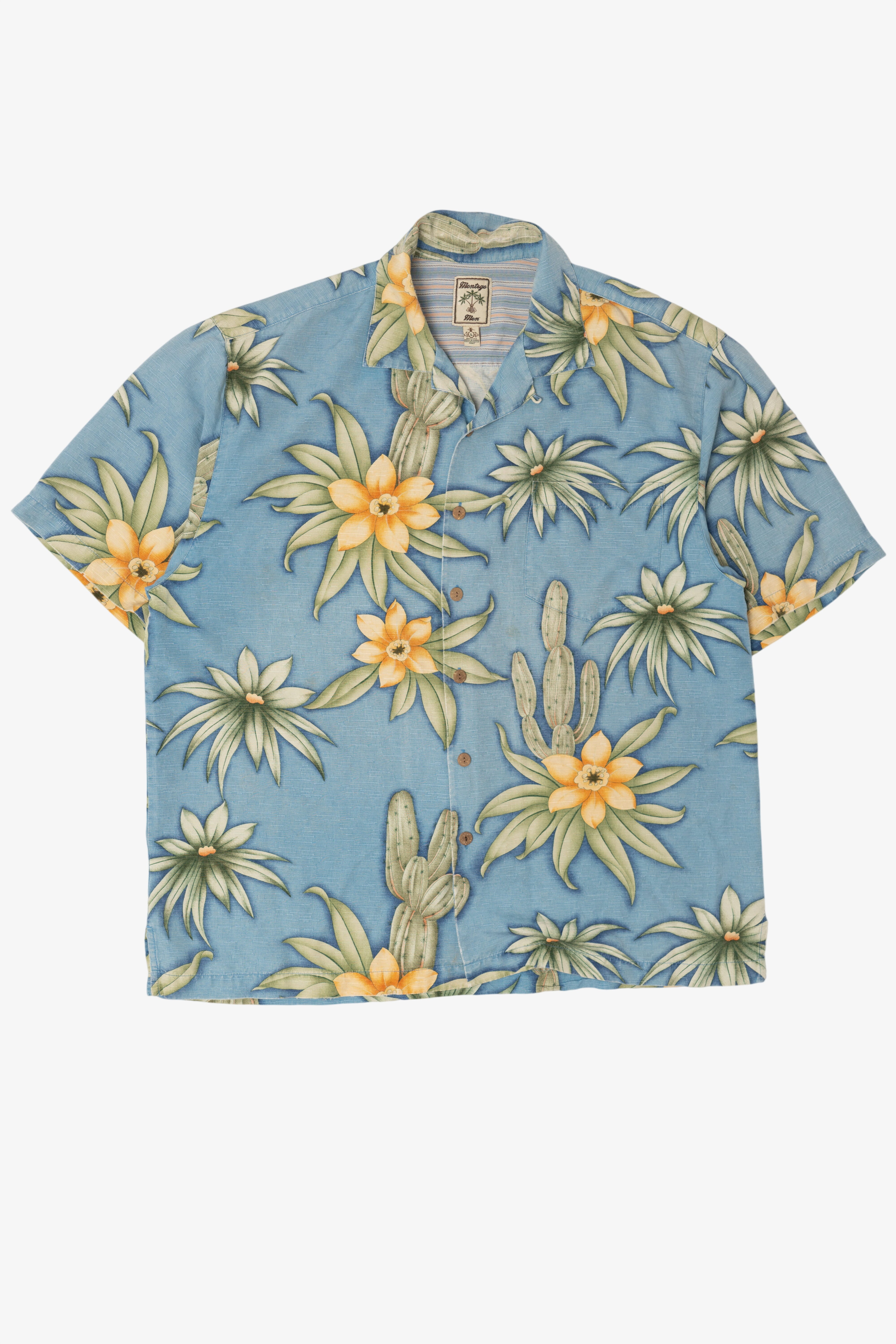 Vintage Light Blue Montego Mon' Silk Hawaiian Button Up Shirt (1990s)