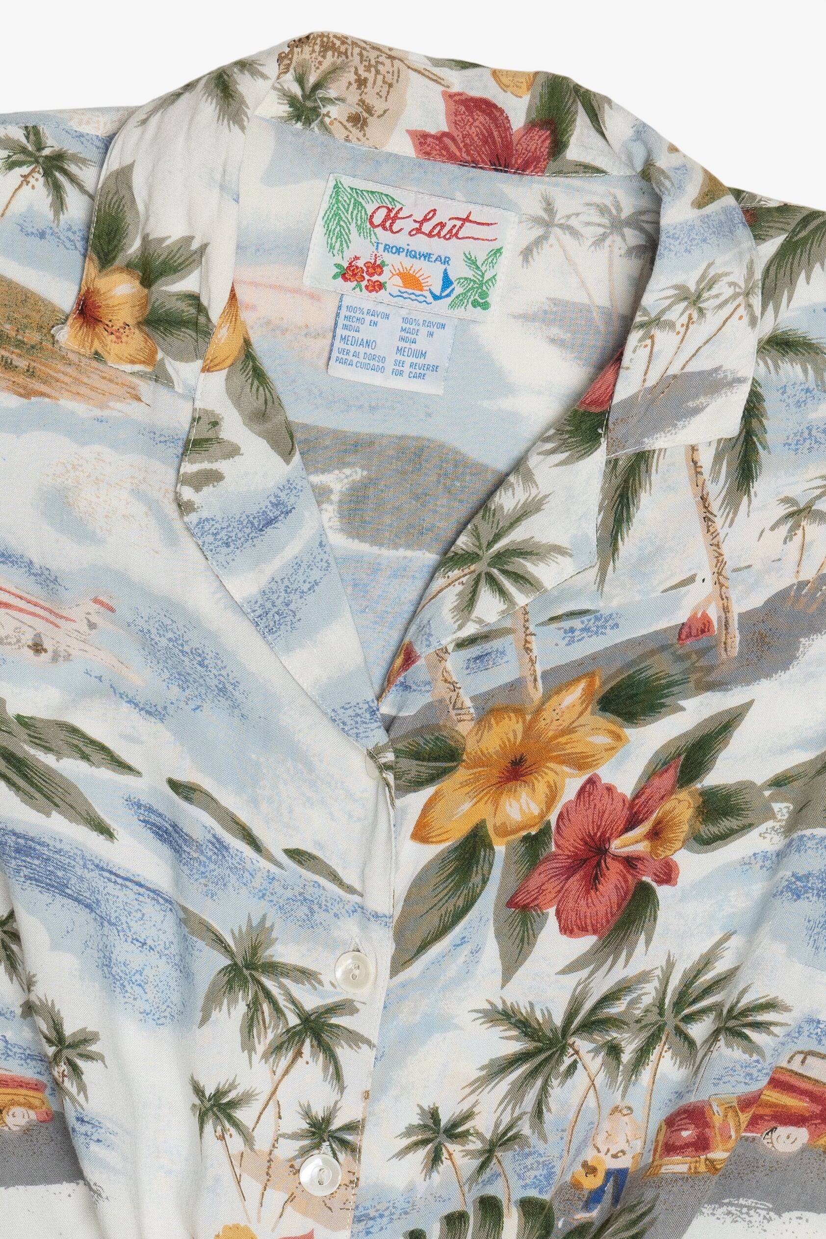Vintage Sleeveless Hawaiian Cropped Tie Top (1990s)
