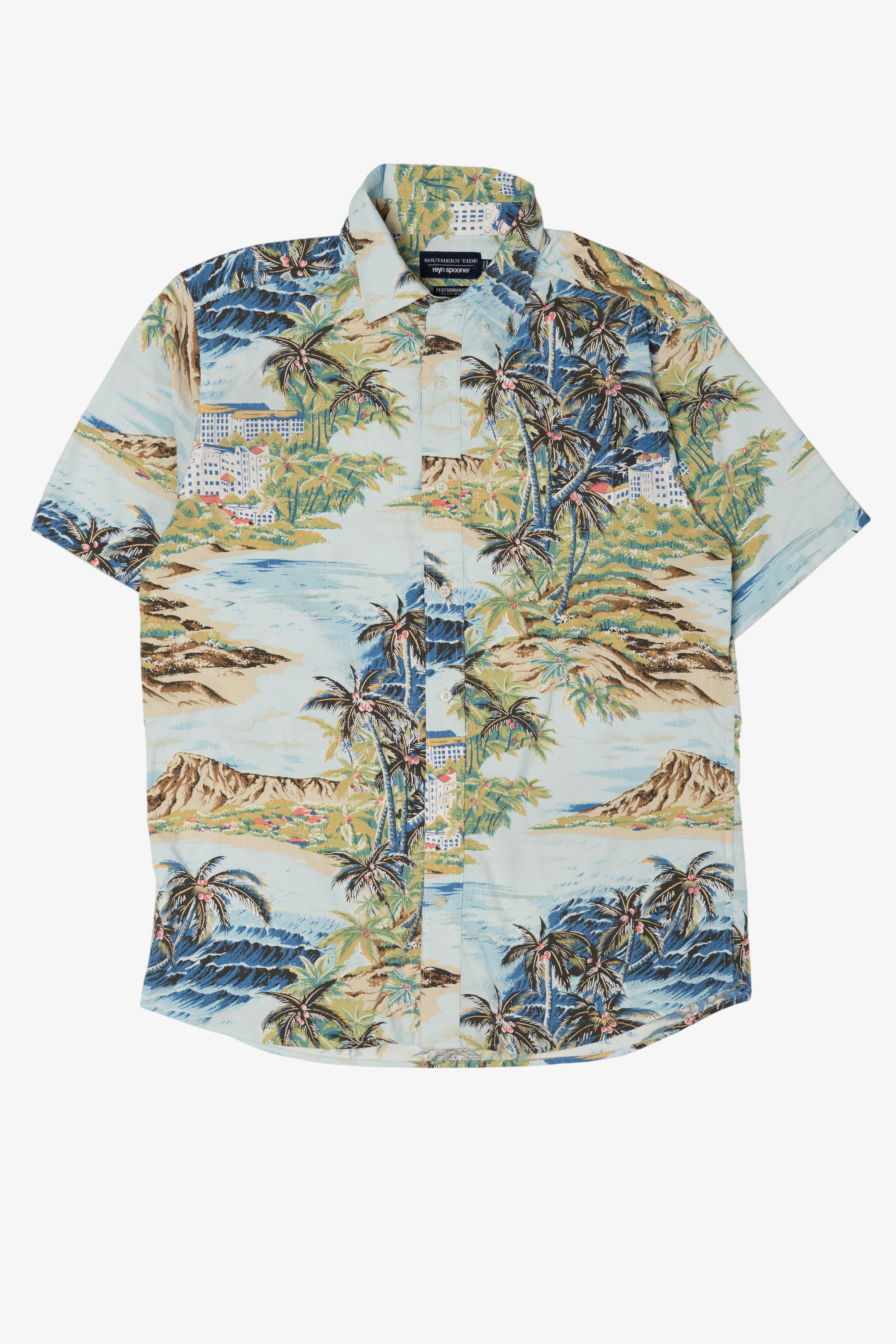 Light Blue Southern Tide Reyn Spooner Hawaiian Button Up Shirt (2010s)