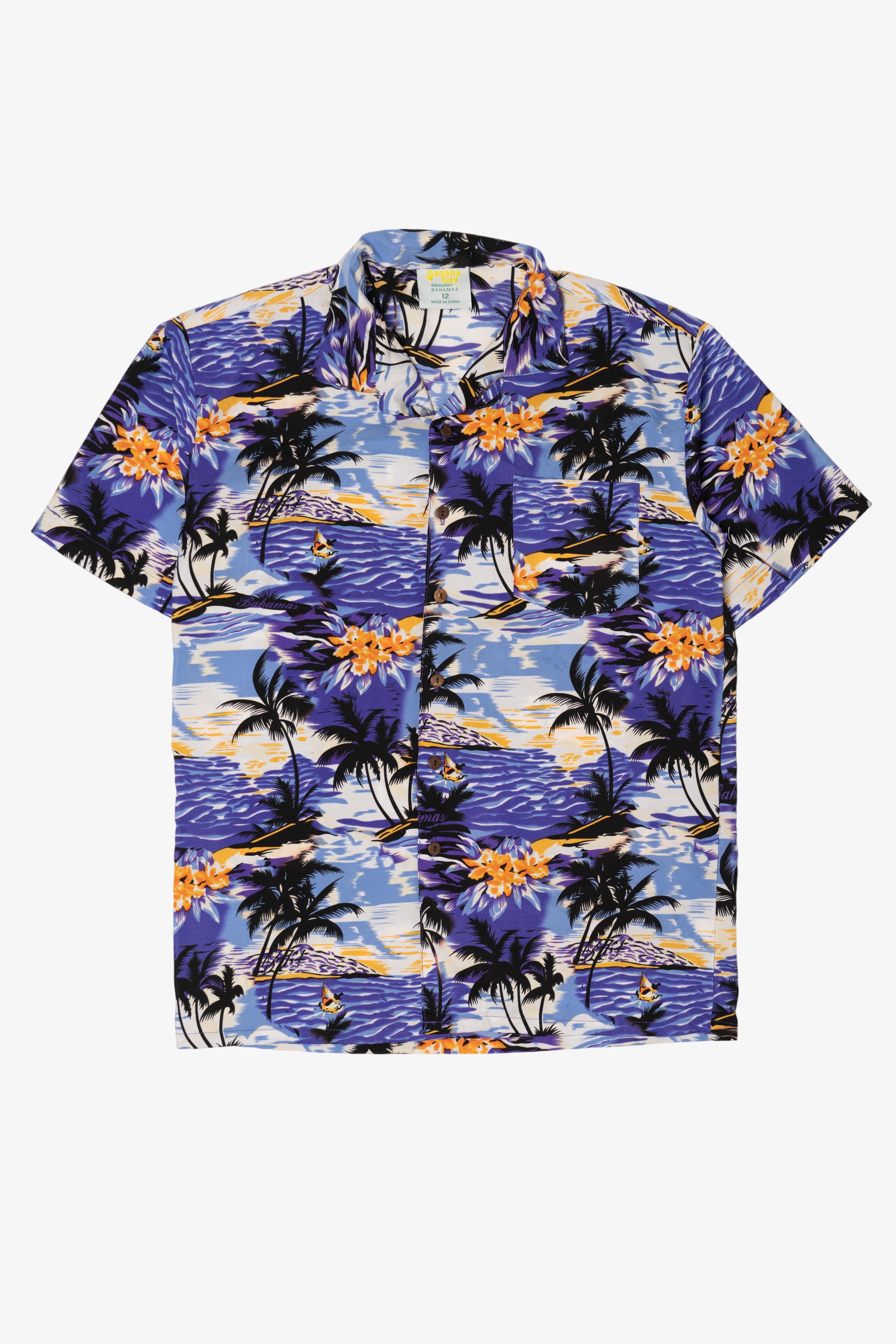 Banana Bay Tropical Hawaiian Button Up Shirt