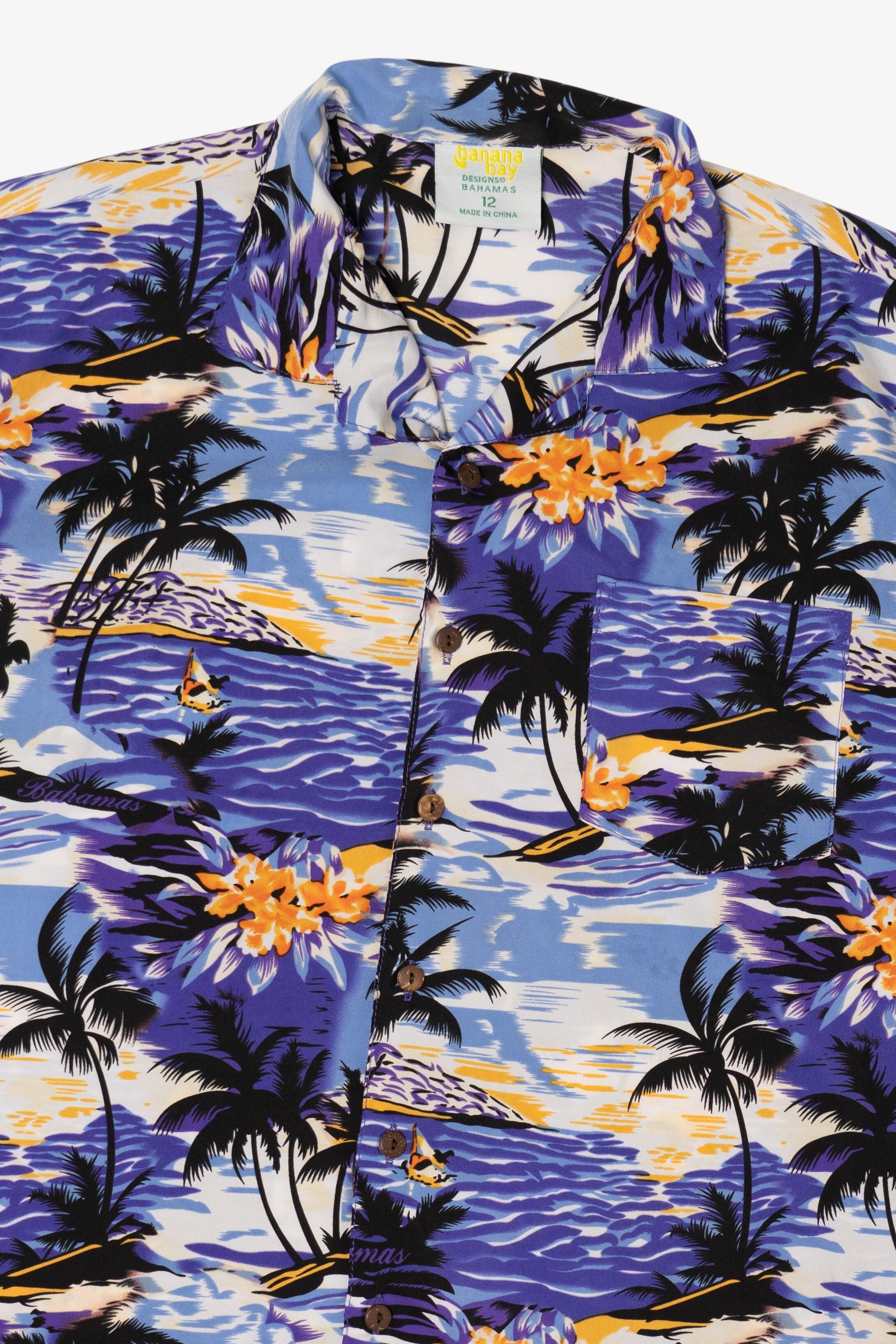 Banana Bay Tropical Hawaiian Button Up Shirt
