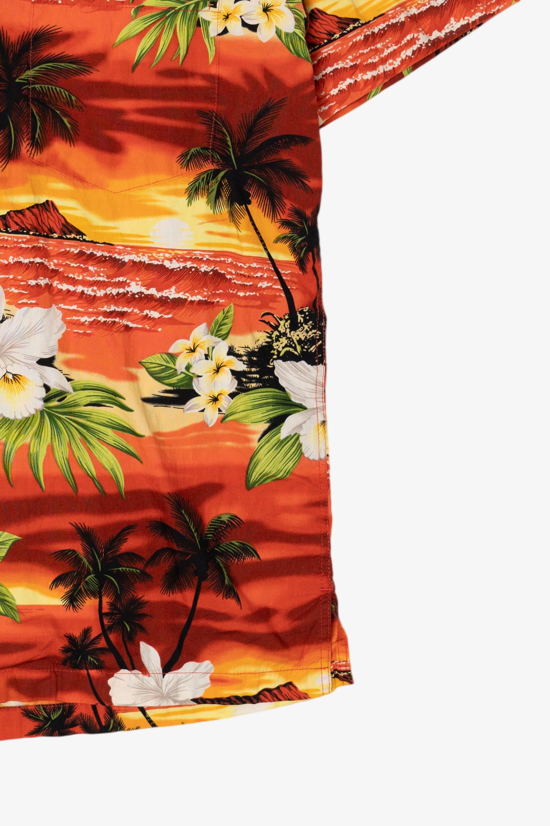 Vintage Orange Tropical Paradise Style Hawaiian Button Up Shirt (2000s)