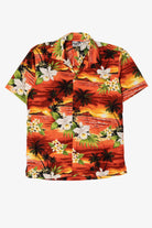 Vintage Orange Tropical Paradise Style Hawaiian Button Up Shirt (2000s)