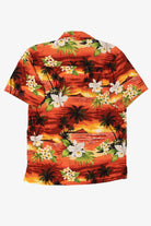 Vintage Orange Tropical Paradise Style Hawaiian Button Up Shirt (2000s)