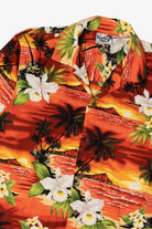 Vintage Orange Tropical Paradise Style Hawaiian Button Up Shirt (2000s)