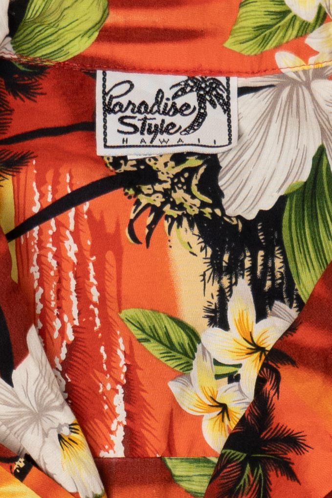 Vintage Orange Tropical Paradise Style Hawaiian Button Up Shirt (2000s)