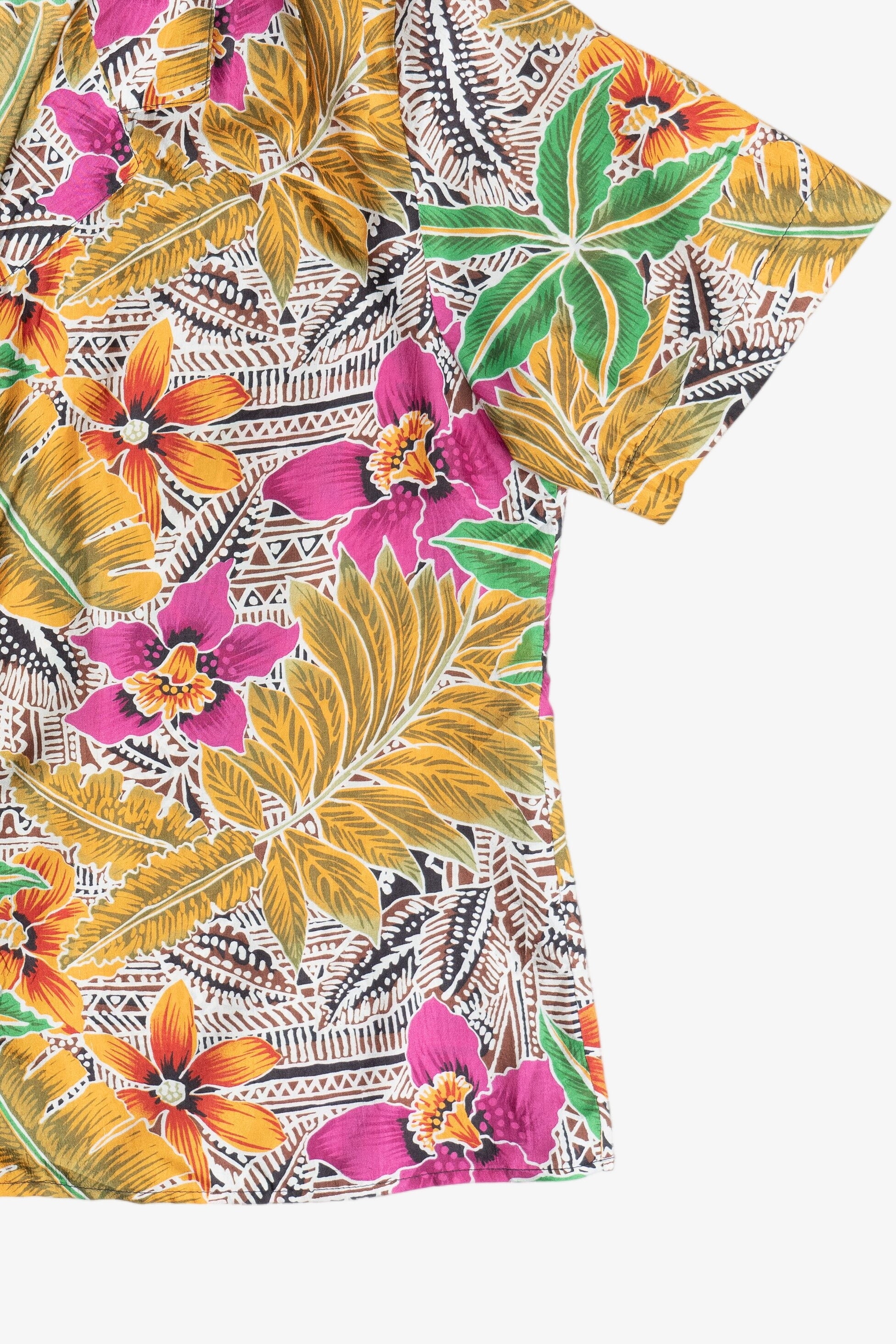 Vintage Notations Silky Button Up Hawaiian Shirt (1990s)