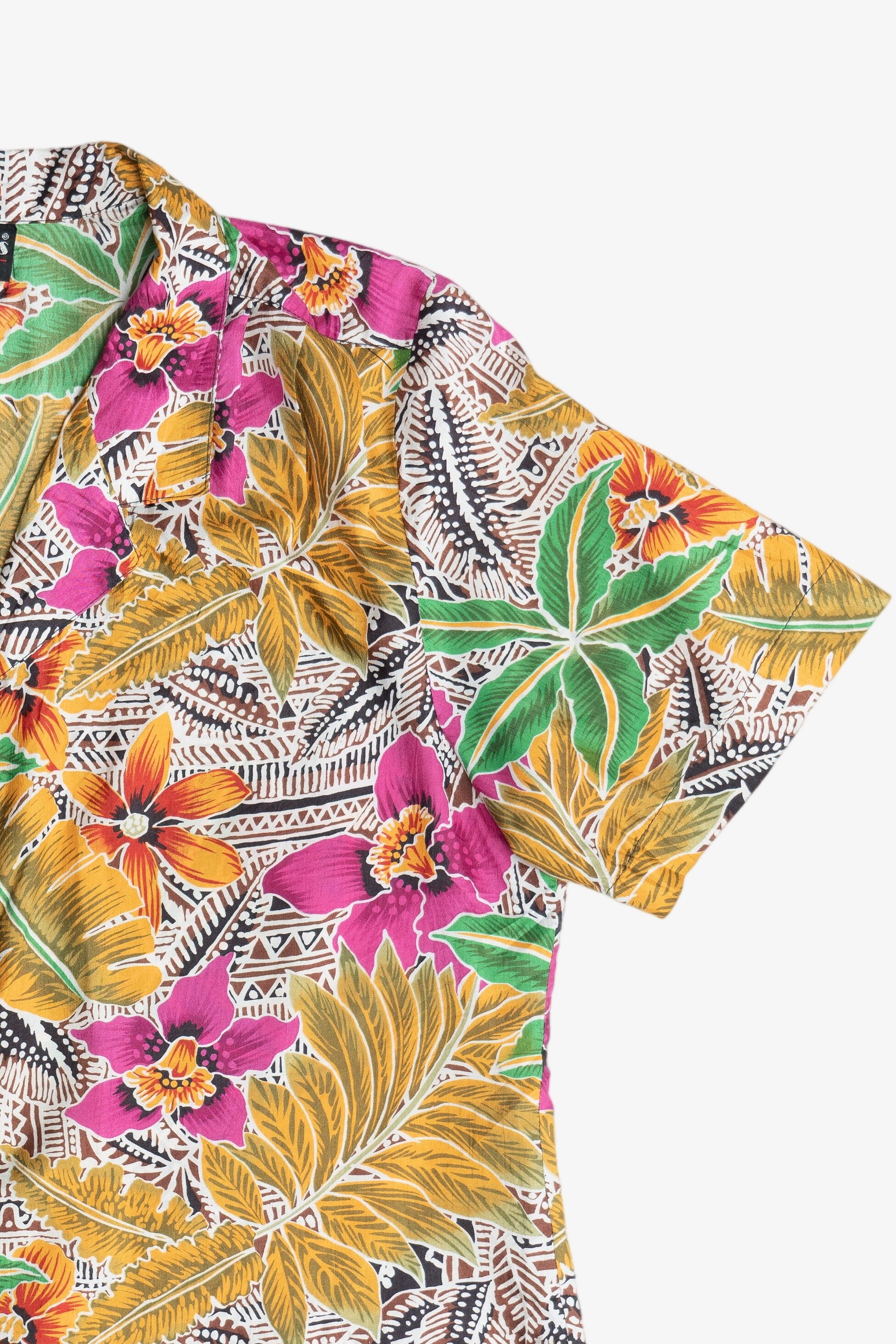 Vintage Notations Silky Button Up Hawaiian Shirt (1990s)
