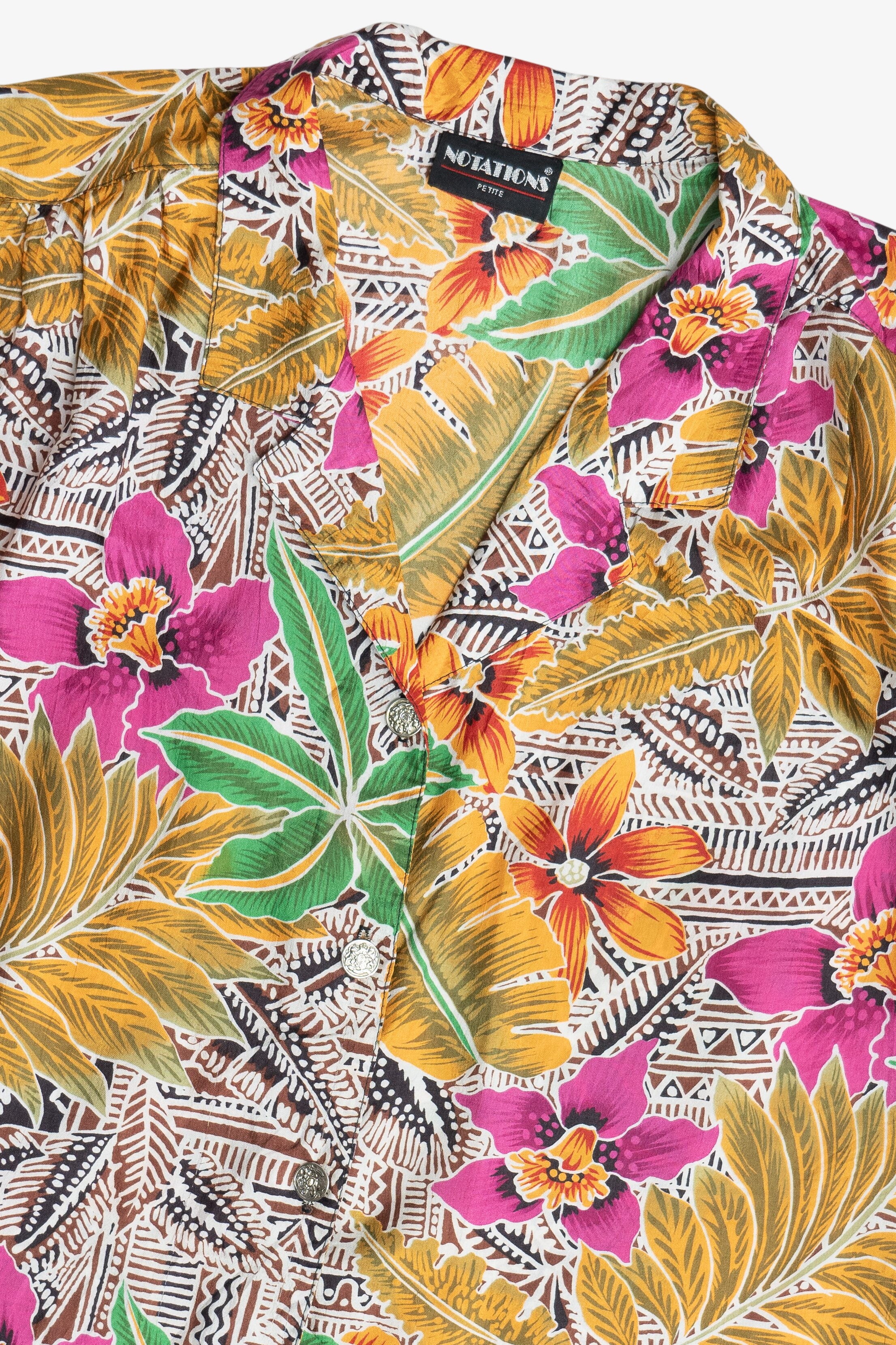 Vintage Notations Silky Button Up Hawaiian Shirt (1990s)