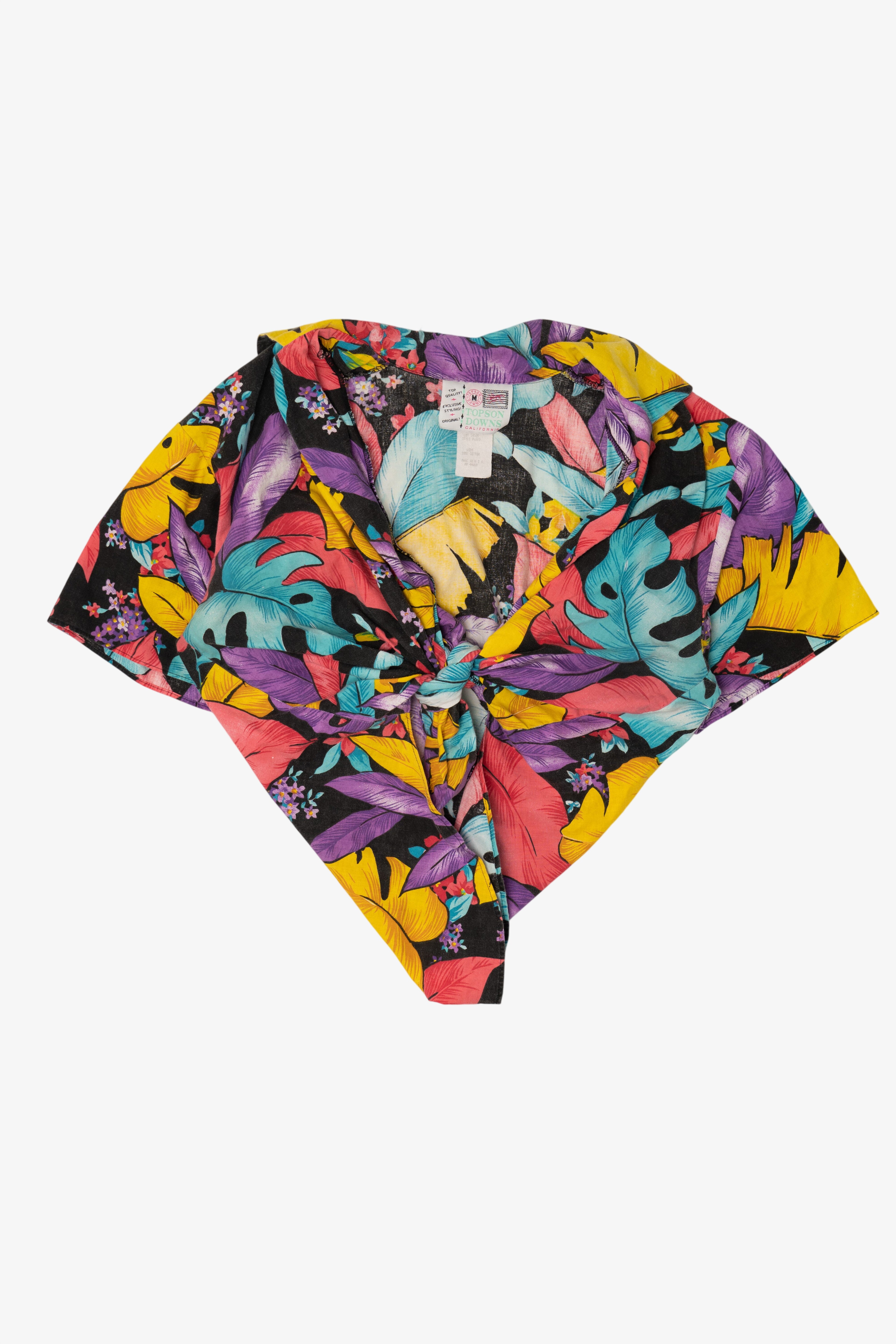 Vintage Topson Downs Colorful Tie Waist Blouse (1980s)