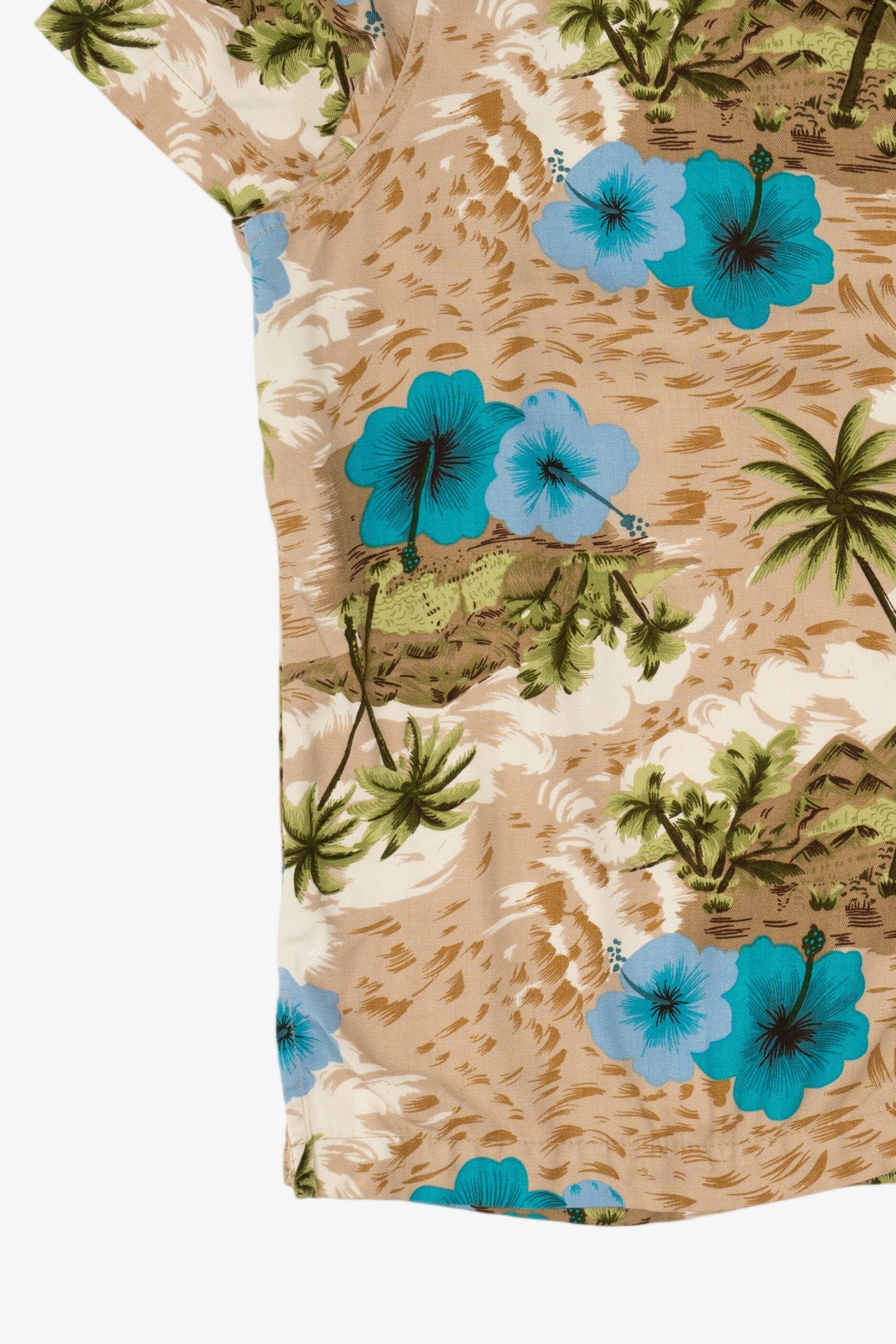 Vintage Beige White Stag Hawaiian Button Up Shirt (1990s)