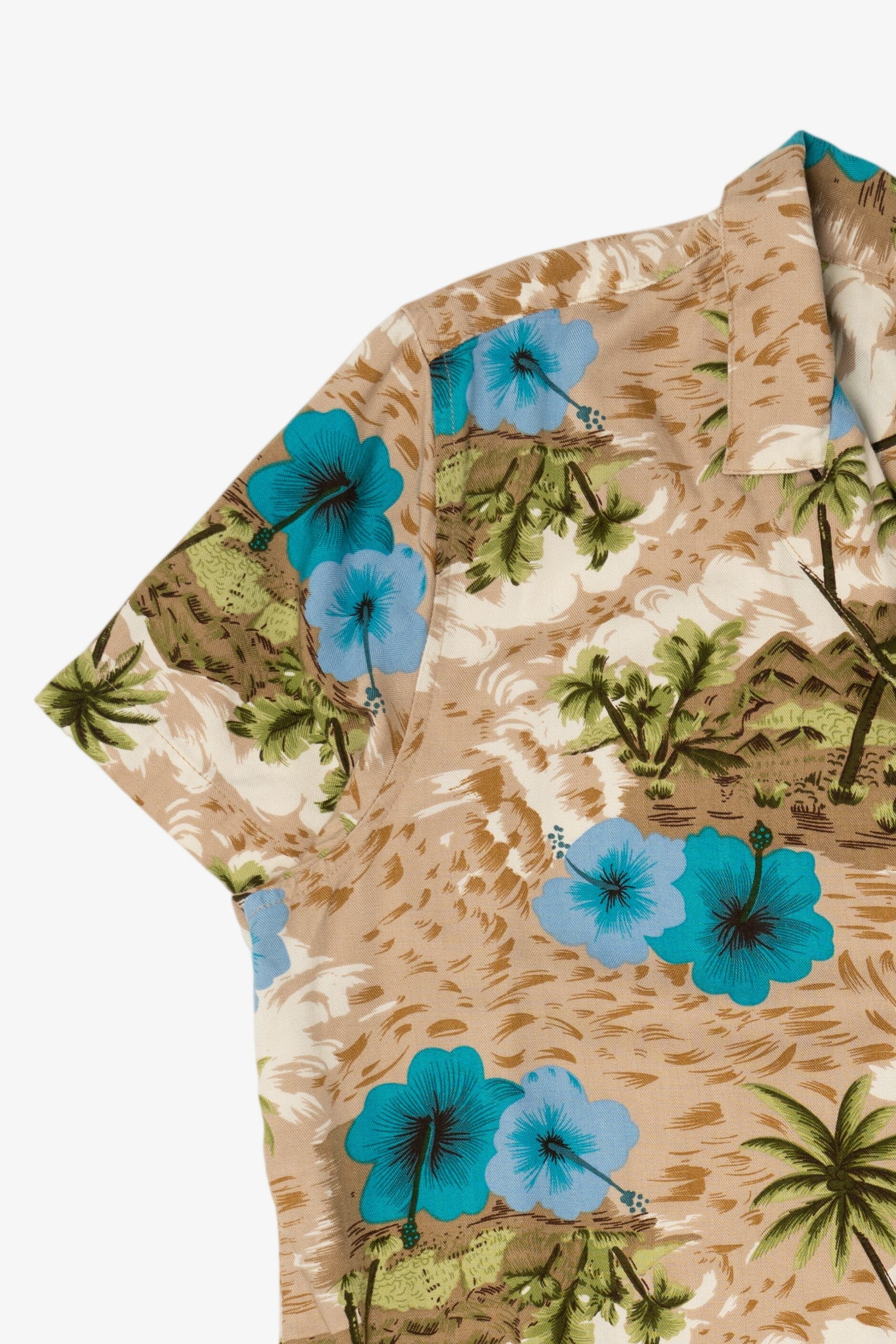 Vintage Beige White Stag Hawaiian Button Up Shirt (1990s)