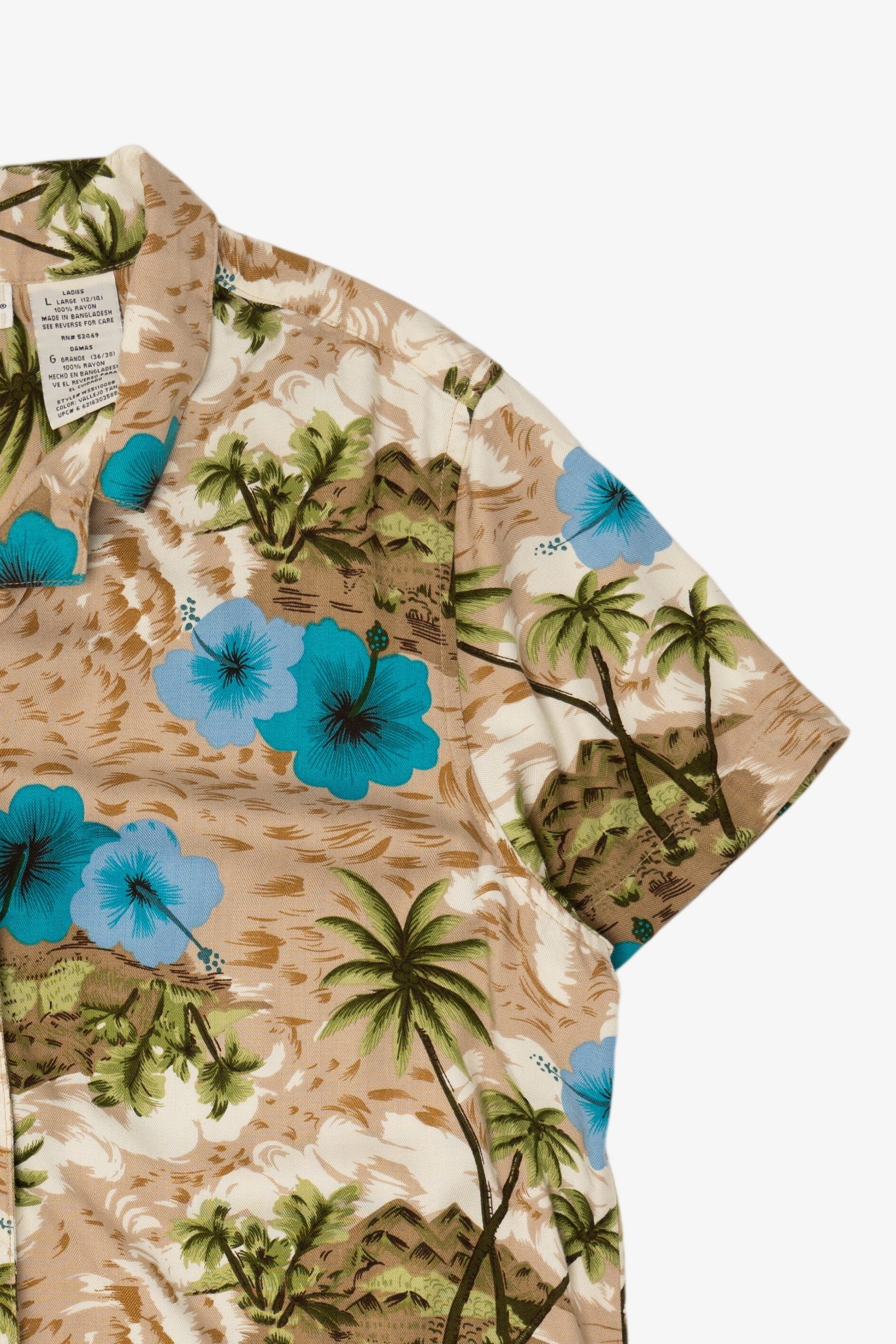 Vintage Beige White Stag Hawaiian Button Up Shirt (1990s)