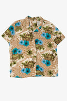 Vintage Beige White Stag Hawaiian Button Up Shirt (1990s)